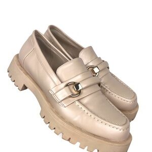 Zara Chunky Sole Golf Buckle Loader Cream Size 37